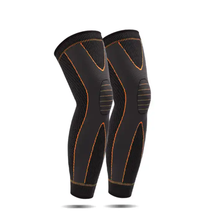 Original China Imported Full Leg Sleeve Elasticity Long Knee Protector Brace Leg Sleeve Knee Pads Calf Knee Support Brace Protector Leg Warm