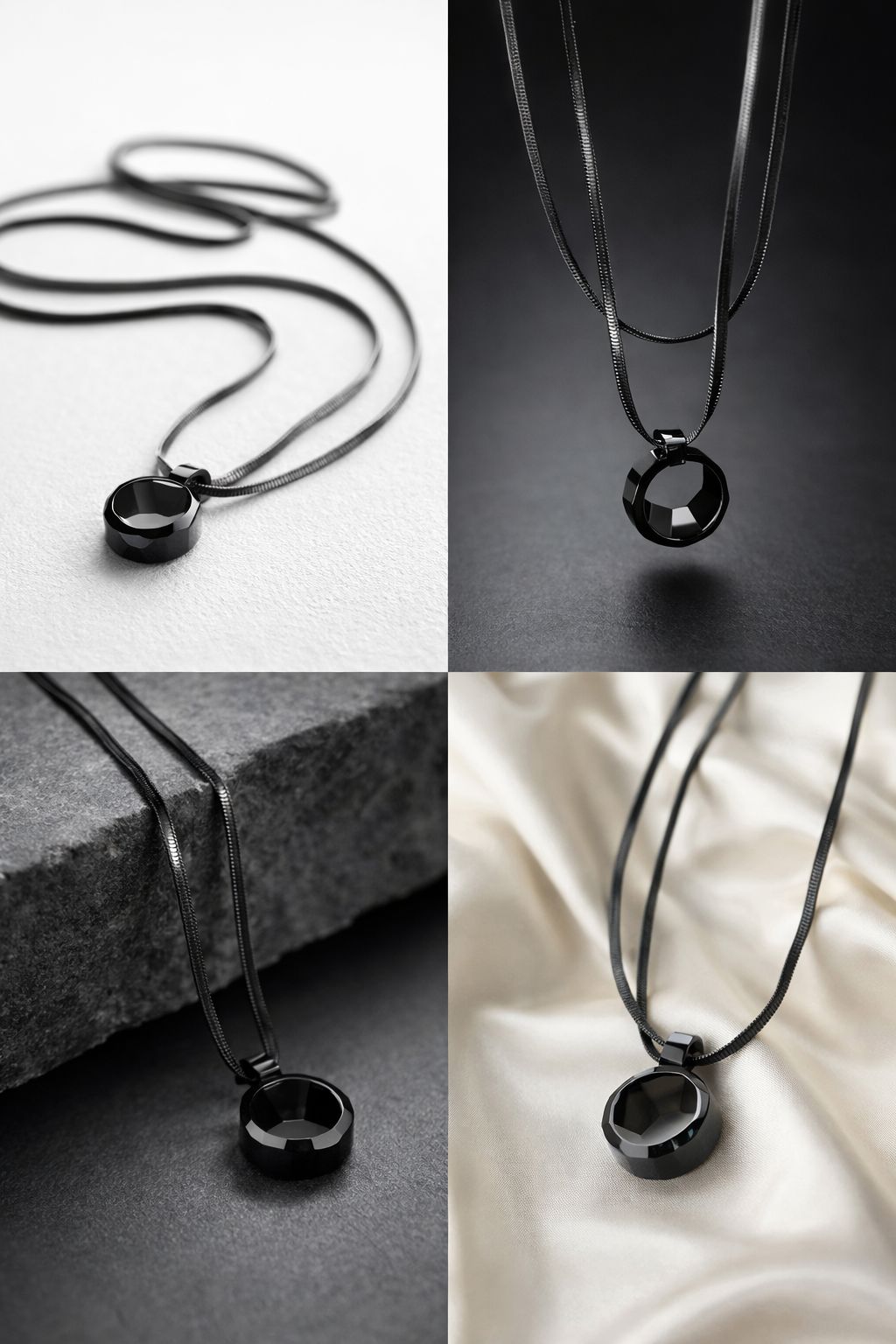 Men's Stainless Steel Ring Pendant Necklace | Waterproof Rope Chain in 3 Colors