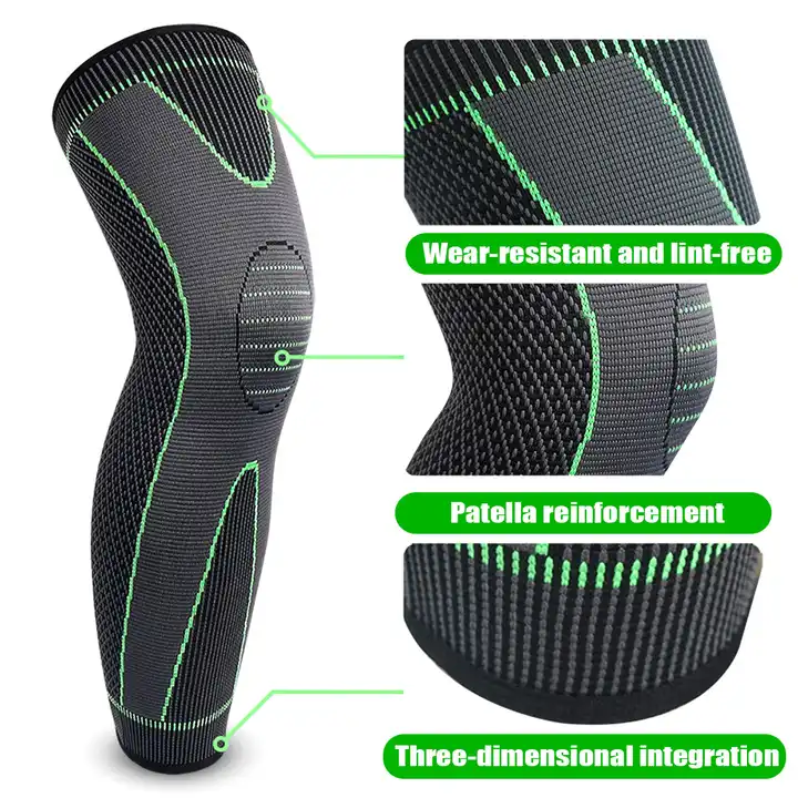 Original China Imported Full Leg Sleeve Elasticity Long Knee Protector Brace Leg Sleeve Knee Pads Calf Knee Support Brace Protector Leg Warm